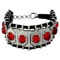 Handmade Macrame Thread Bracelet Rhinestone Bracelet Made in Sterling Silver