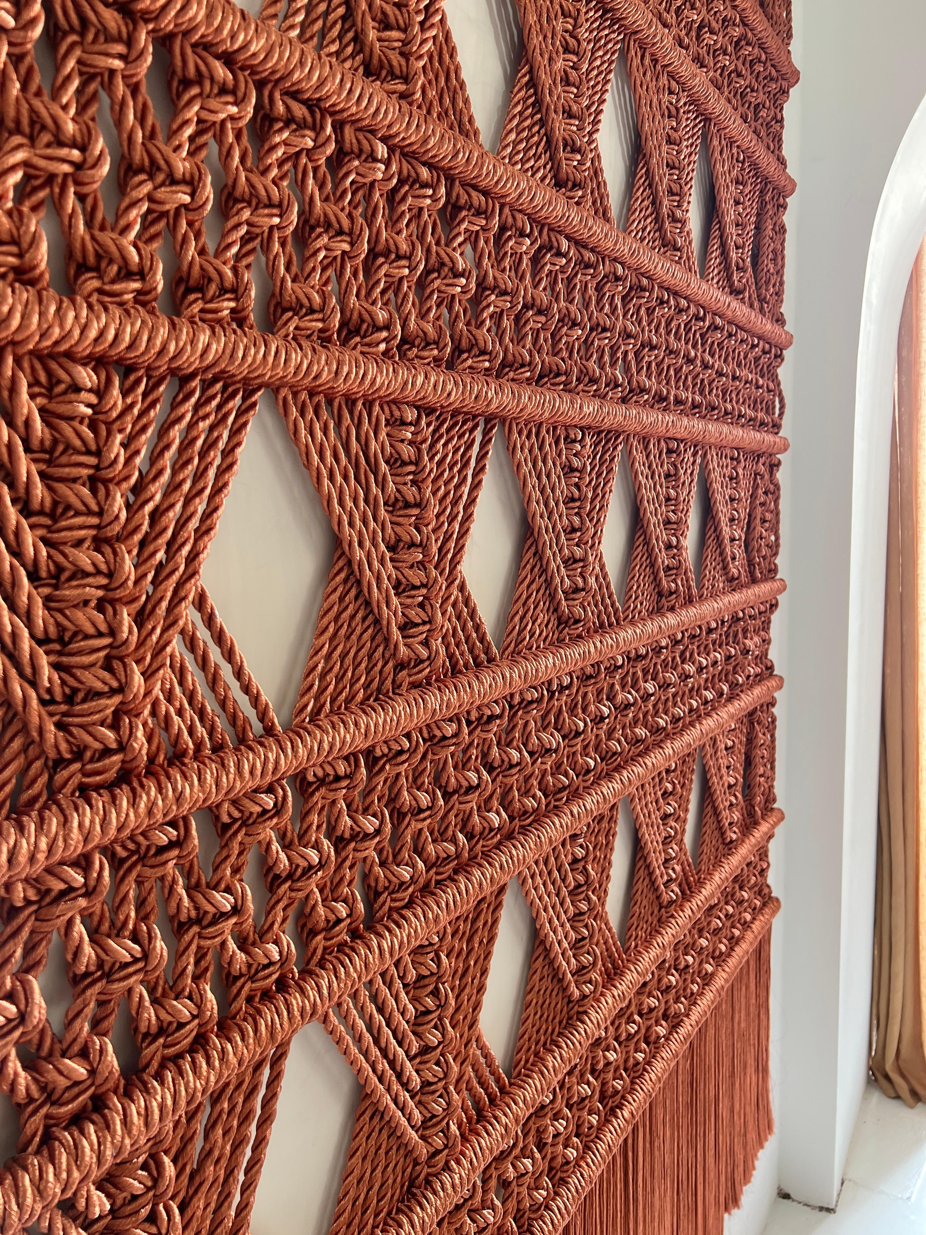 Handmade Macrame Wall Hanging by Milla Novo in Silky Terra Metallic Rope In New Condition For Sale In Bennebroek, NL