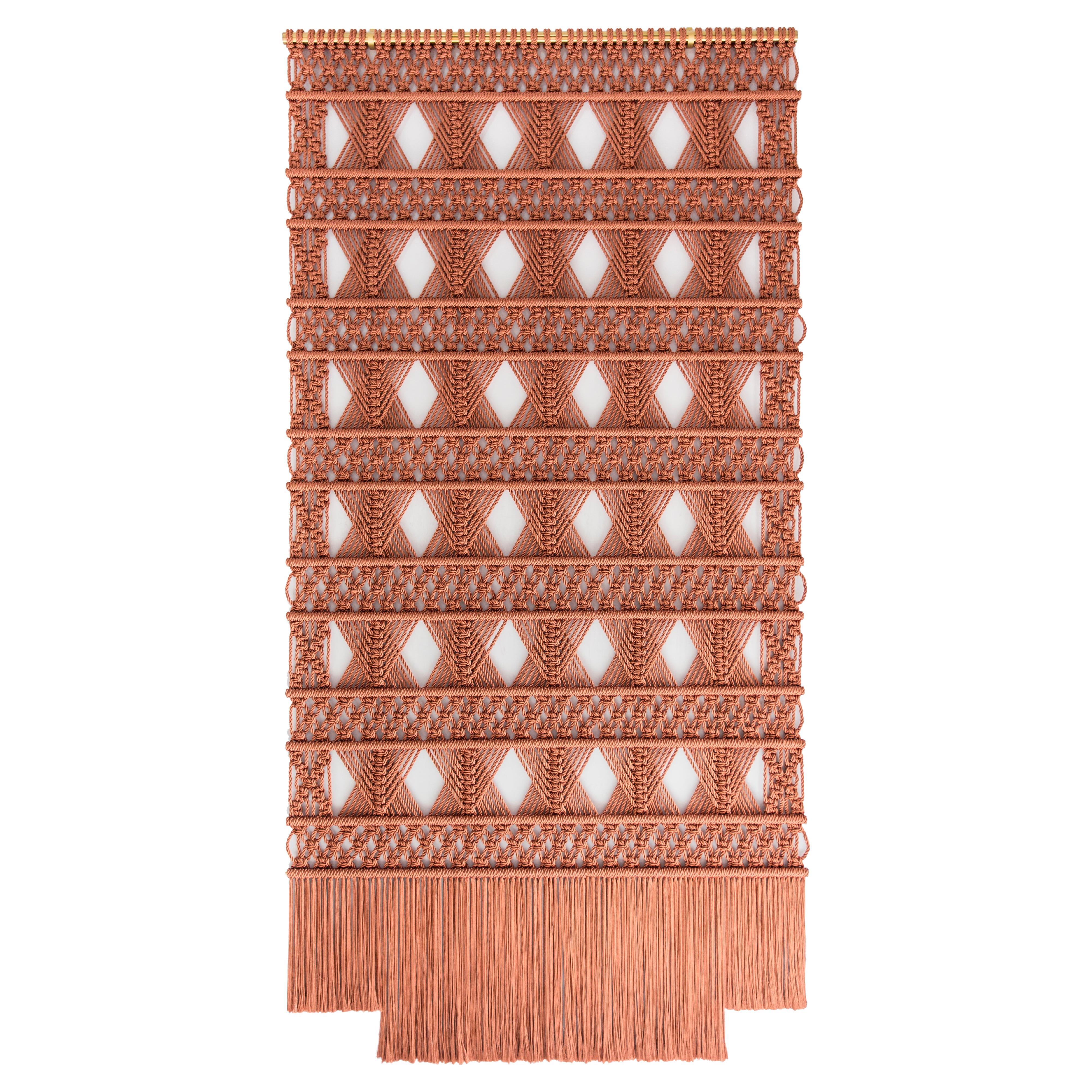 Handmade Macrame Wall Hanging by Milla Novo in Silky Terra Metallic Rope For Sale