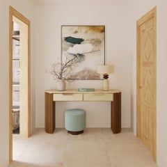 Handmade Mae Stool in Upholstered Velvet & Walnut by Nolita Harbour