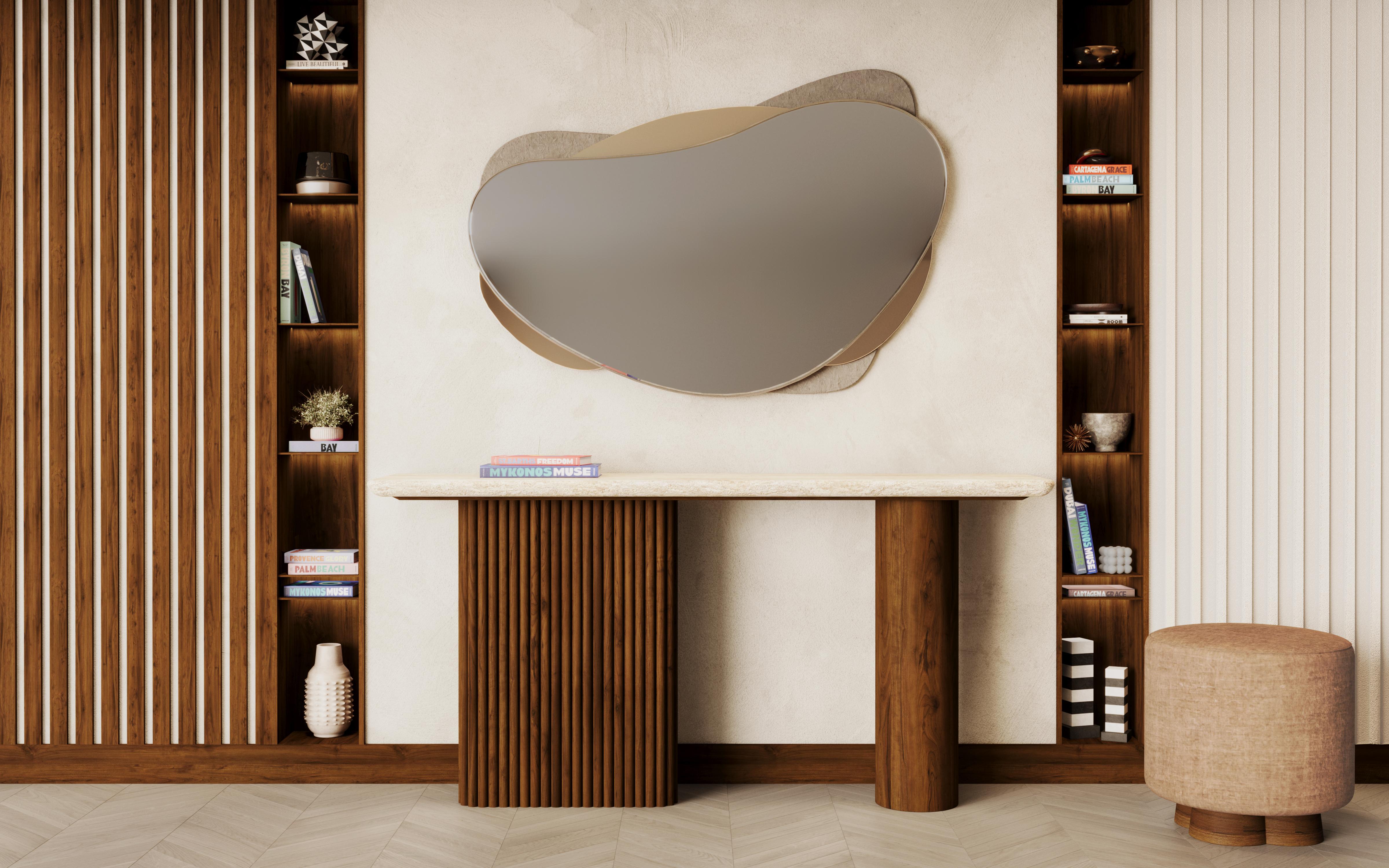 Organico moderno Sgabello Mae fatto a mano in velluto imbottito e legno di noce di Nolita Harbour in vendita