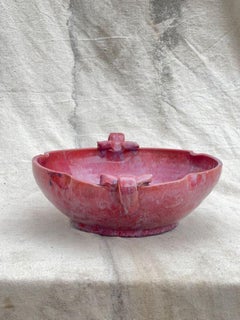 Bol en céramique magenta fait à la main avec poignées