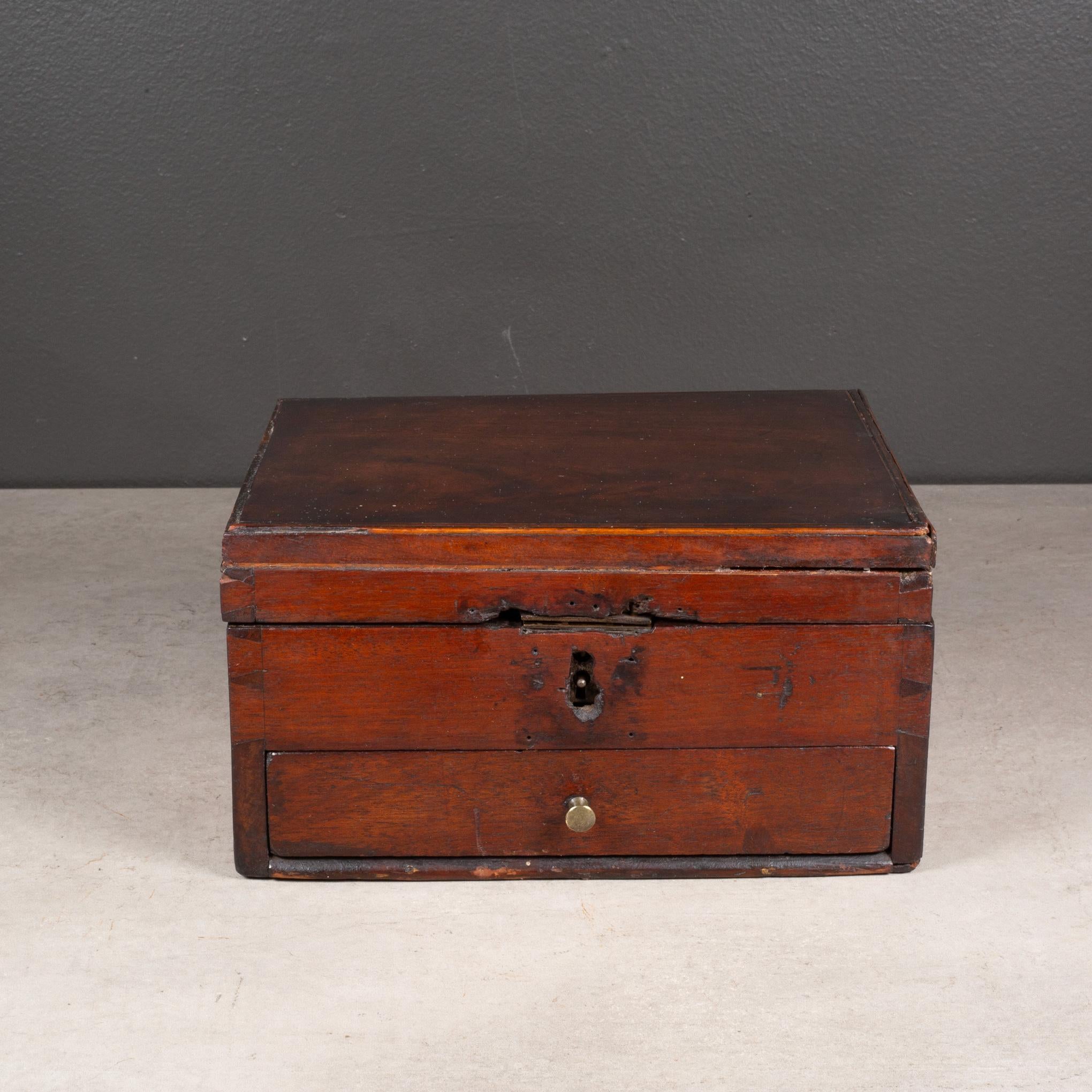 Handmade Mahogany Box with Drawer c.18801920 For Sale at 1stDibs