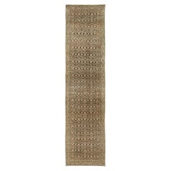 Handmade Malayer Wool Runner With Allover Pattern In Brown And Light Pink