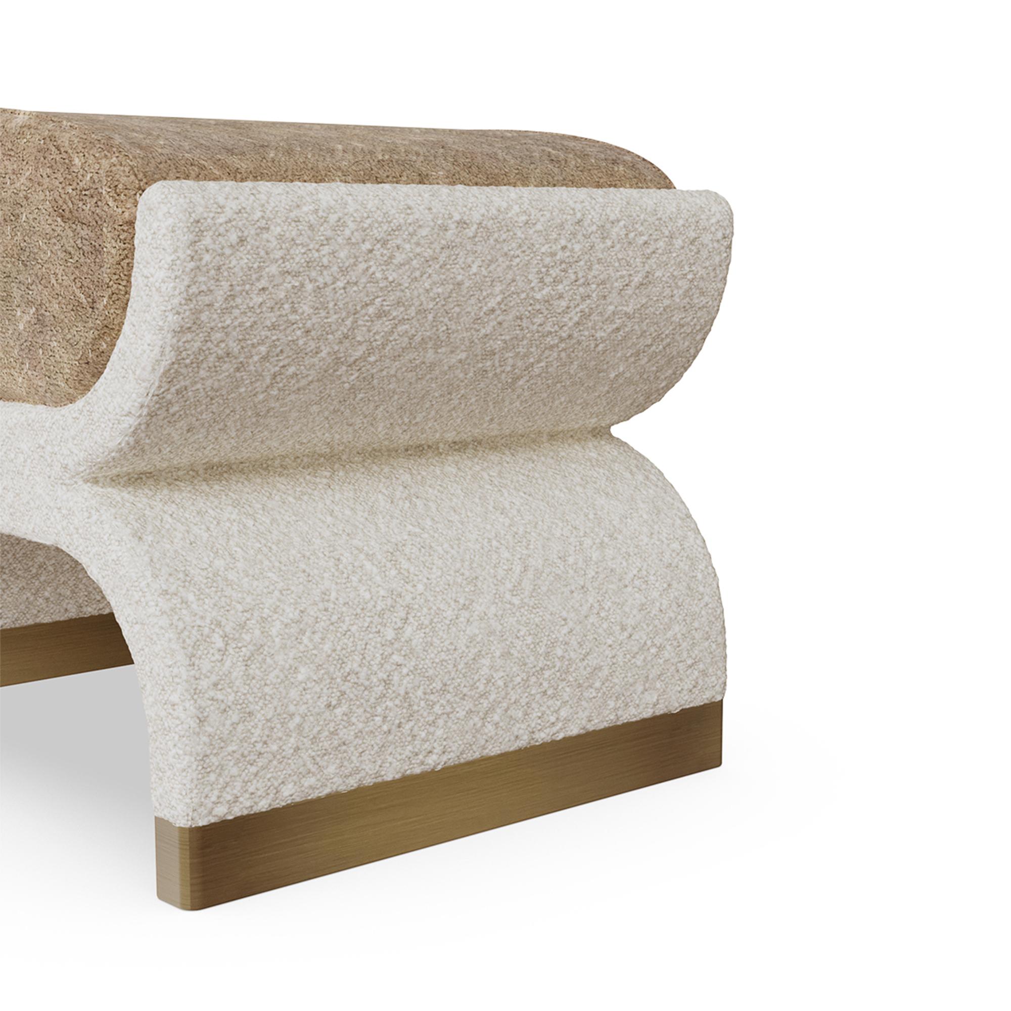 Nolita Harbour Malou Stool is a harmonious blend of contemporary design and exceptional comfort. This exquisitely crafted stool features a sculptural curved structure upholstered in soft, high-quality bouclé fabric—chosen both for its luxurious