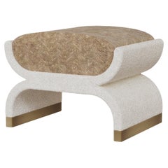 Handmade Malou Stool in Bouclé Upholstery & Walnut Sled Base by Nolita Harbour