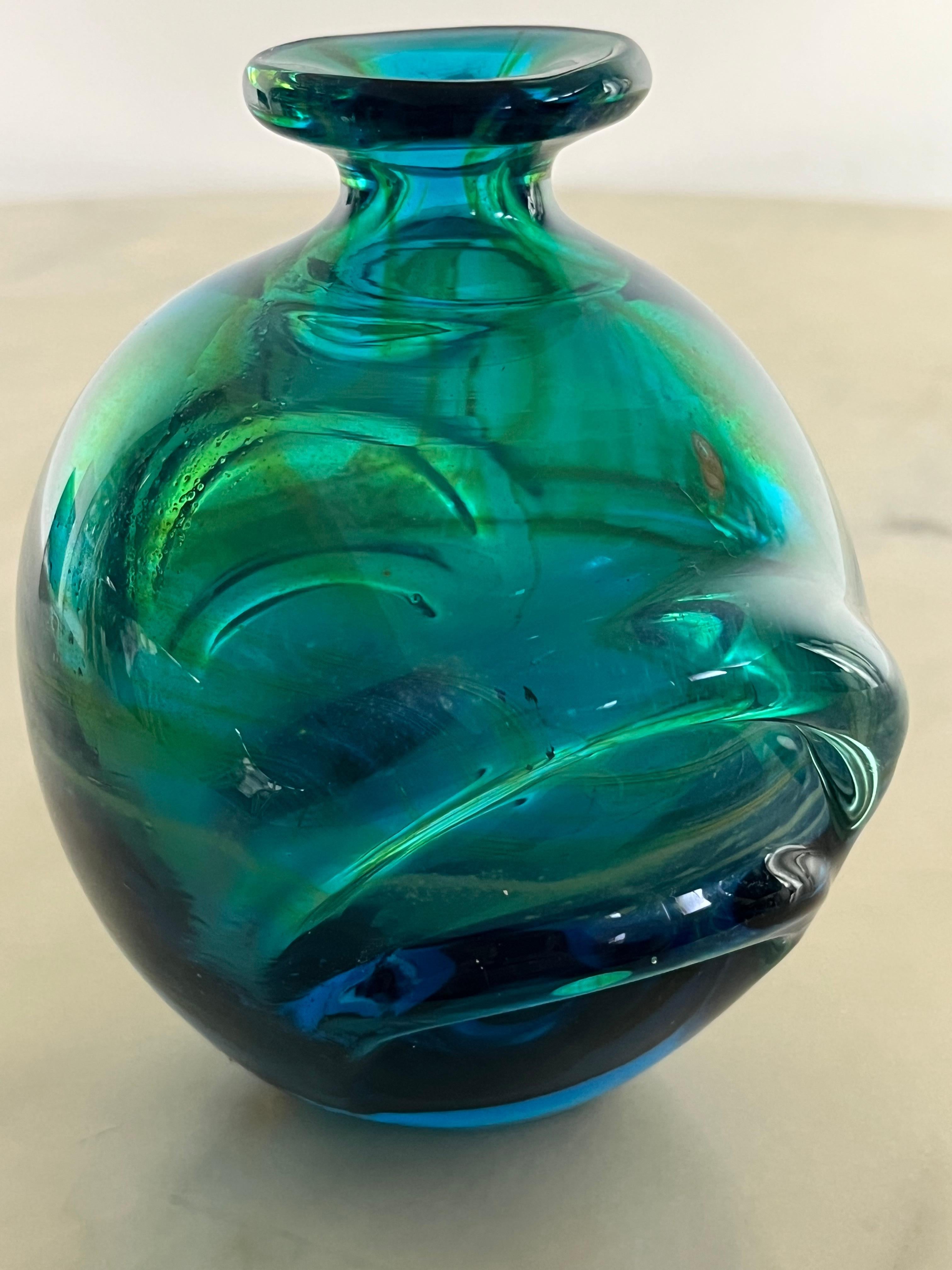 Late 20th Century Handmade Maltese Mdina Glass Vase, 1970s For Sale