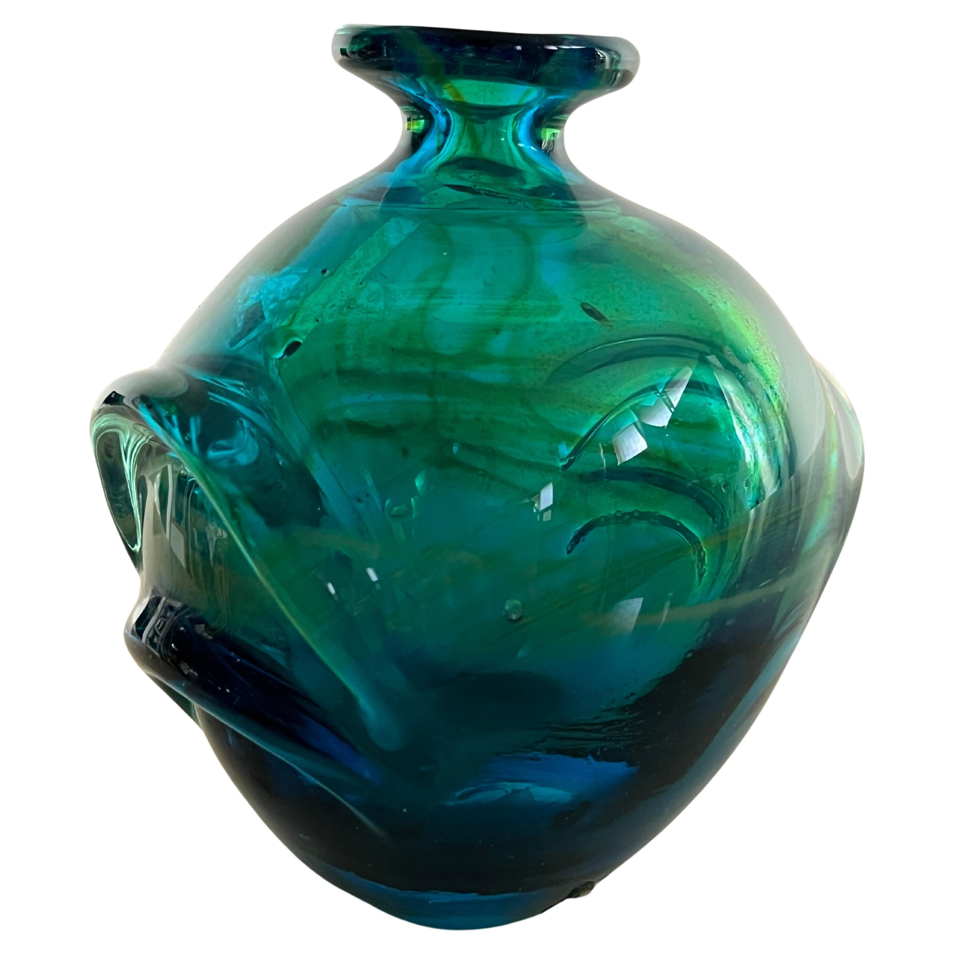 Vase en verre Mdina Glass fait main, 1970 en vente