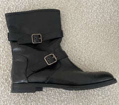 Handmade Manolo Blahnik Sulaltra Calf Leather Biker Booties Size 42