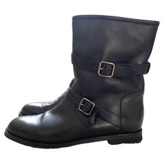 Handmade Manolo Blahnik Sulaltra Calf Leather Biker Booties Size 42