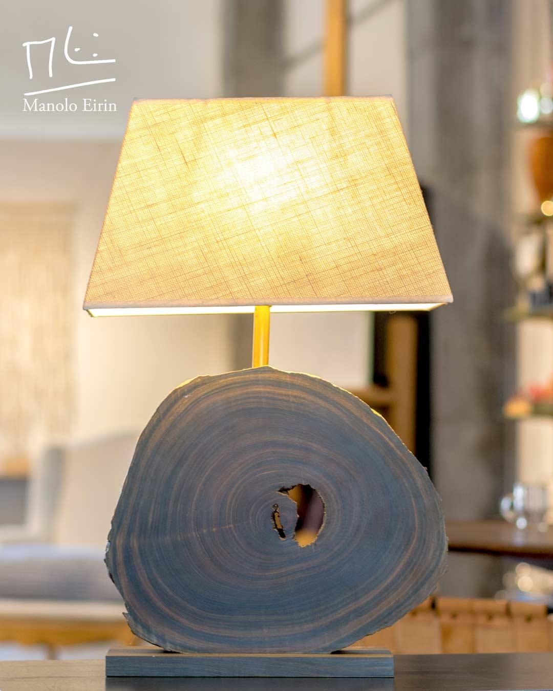 Spanish Handmade Manolo Eirin Table Lamp in Palo Santo Wood, Wabi Sabi Home For Sale