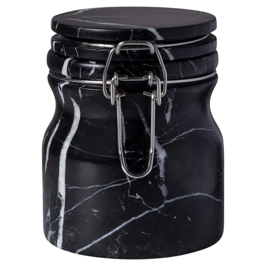 Handmade "Marblelous" Black Marquina Marble Jar For Sale