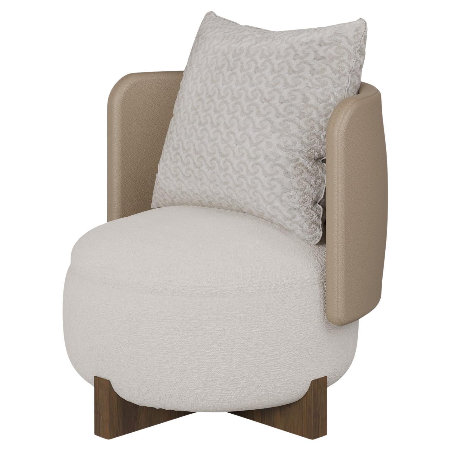 Handmade Margot Armchair in Plush Upholstery with Wooden Base by Nolita Harbour