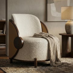 Handmade Marie Armchair in Bouclé on Walnut Frame by Nolita Harbour