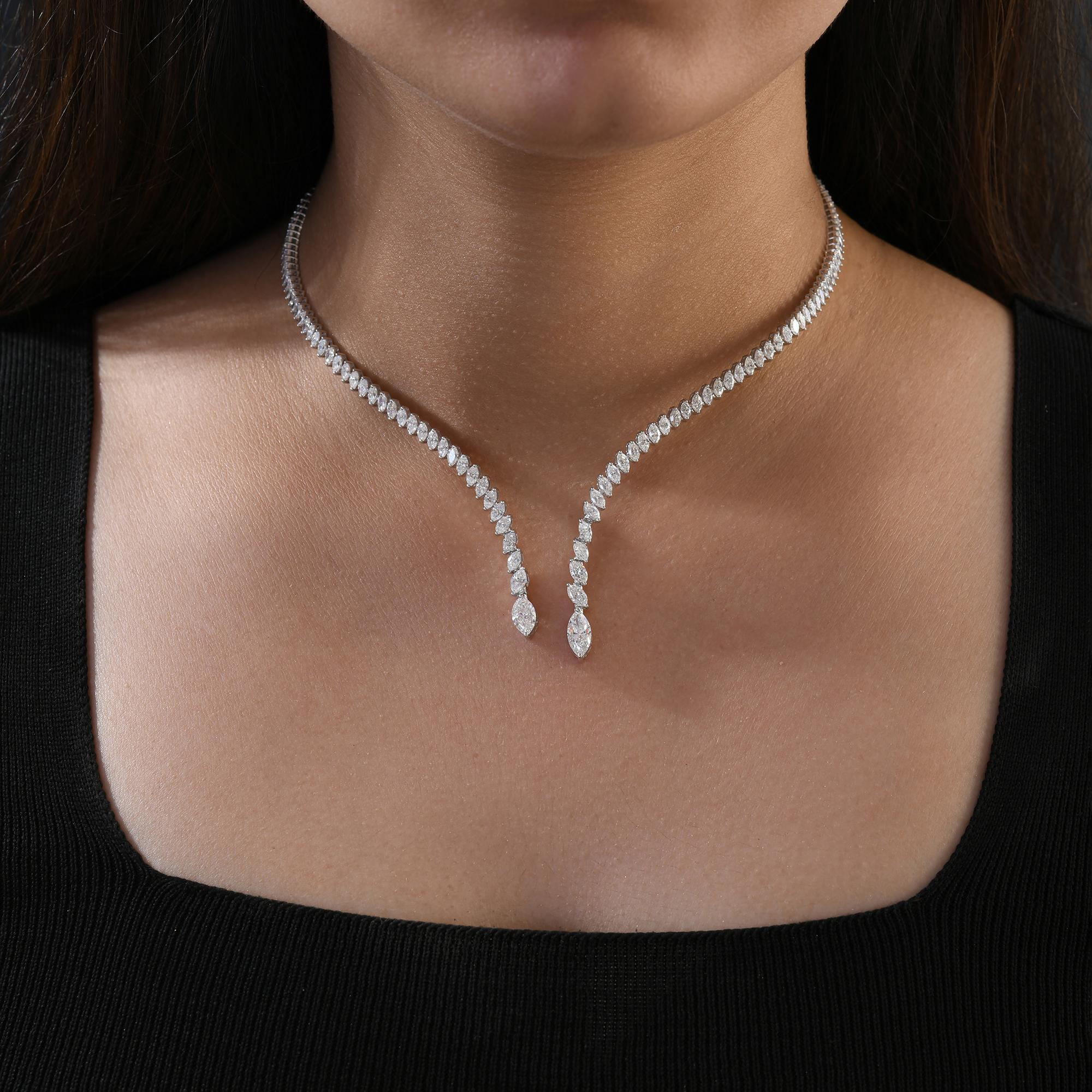 Marquesa hecha a mano SI/H Collar gargantilla de diamantes 18k Oro blanco en Nuevo estado para la venta en Diera, Dubai