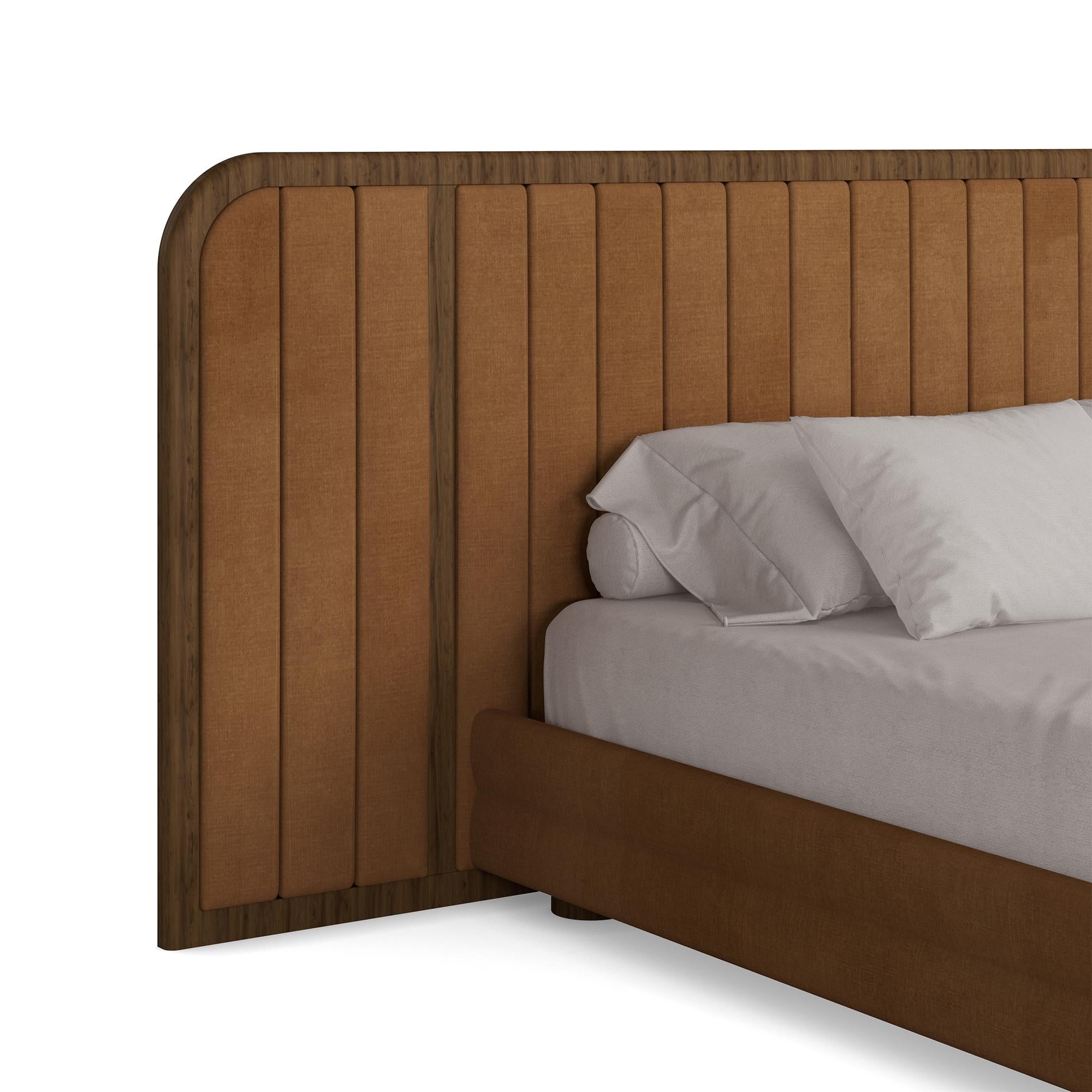 Hand-Crafted Handmade Marthina Bed in Carved Wood with Bespoke Detailing by Nolita Harbour For Sale