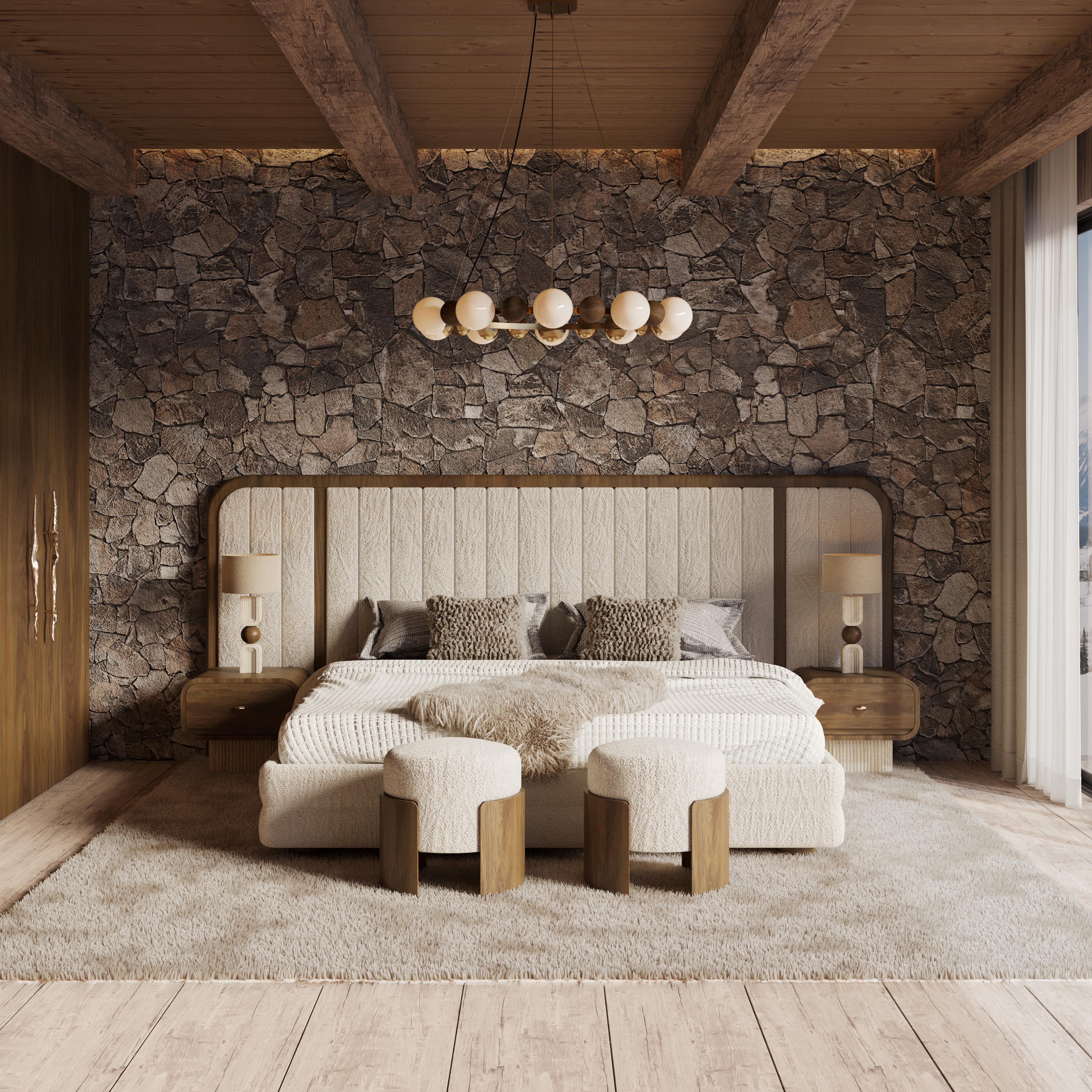 Cama Marthina hecha a mano en madera tallada con detalles a medida por Nolita Harbour Siglo XXI y contemporáneo en venta