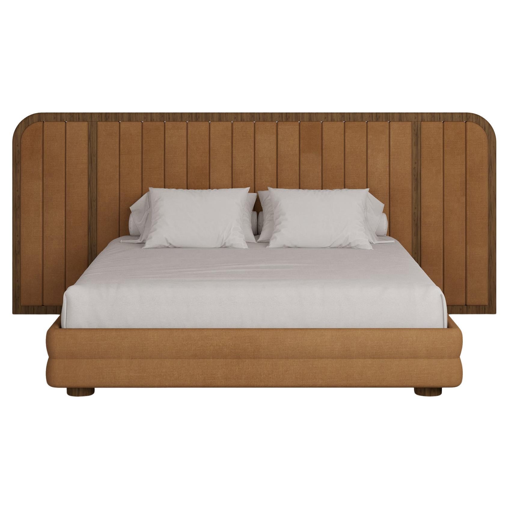 Handmade Marthina Bed in Carved Wood with Bespoke Detailing by Nolita Harbour For Sale