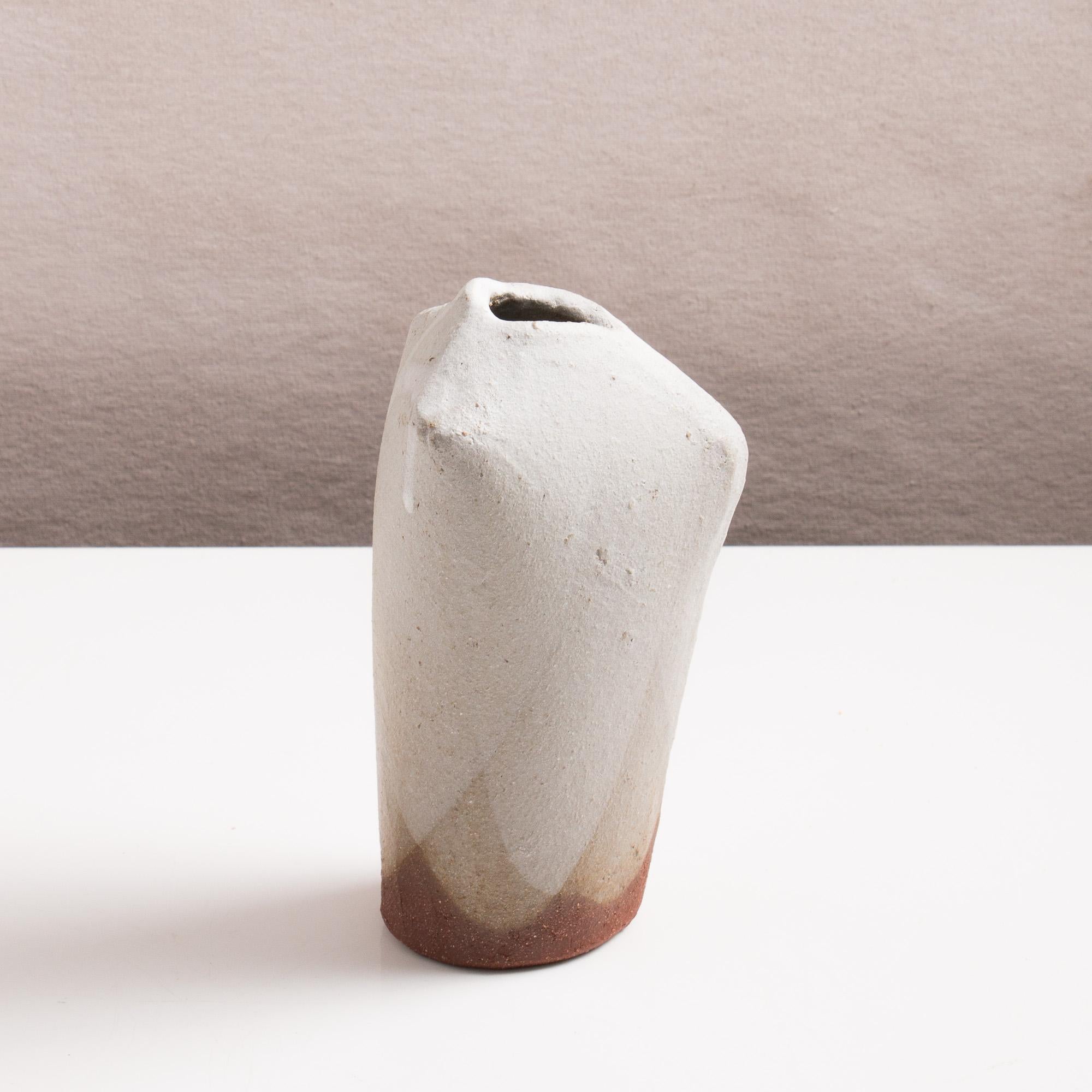 American Handmade Matte White Glazed Modern Ceramic Bone Vases, Set of Two For Sale