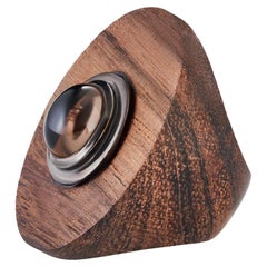 Handmade Mayana Smokey Quartz Wood Ring with All Black Rhodium Plating by German