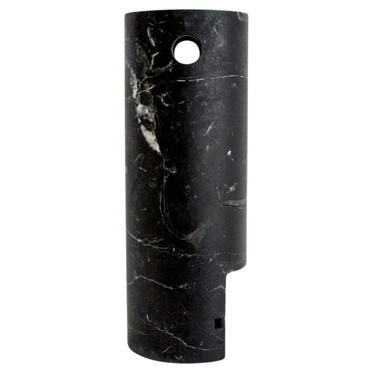 Handmade Medium Cylindrical Face Vase in Black Marquina Marble