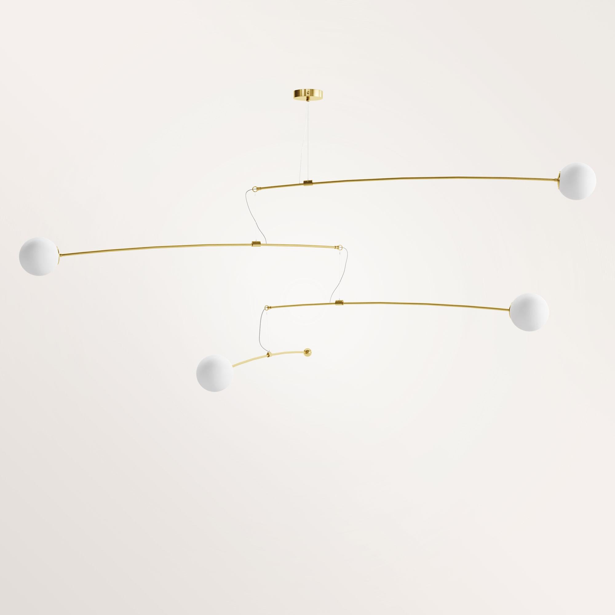 Handmade medium notos chandelier by Gobo Lights
Dimensions: L 180 x l 180 x H 61
Materials: Brass, opaline

Notos, The master of the violent south wind.

Self-taught and from the world of chemistry, this Belgian craftsman / designer designs