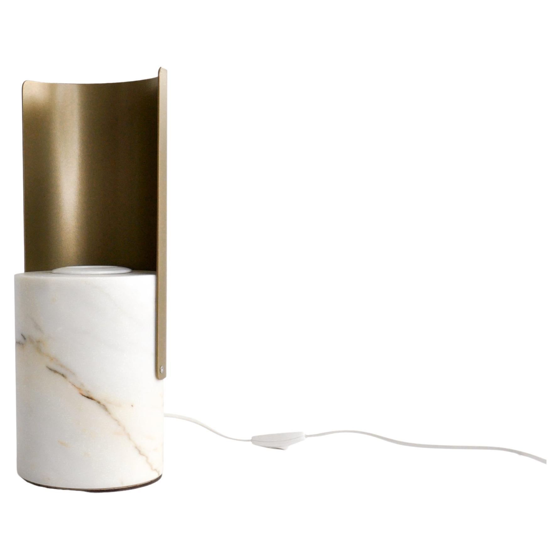 Lampe de table moyenne faite à la main en marbre Paonazzo et métal