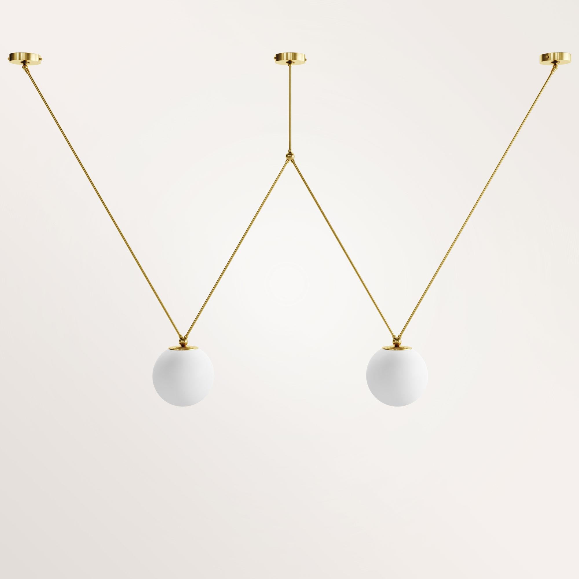 Handmade Medium Venus II chandelier by Gobo Lights
Dimensions: 170 L X 20 l X 115 H
Materials: Brass, Opaline

Venus is a Roman goddess who comes from a wave of the sea. She also is the goddess of beauty

Self-taught and from the world of