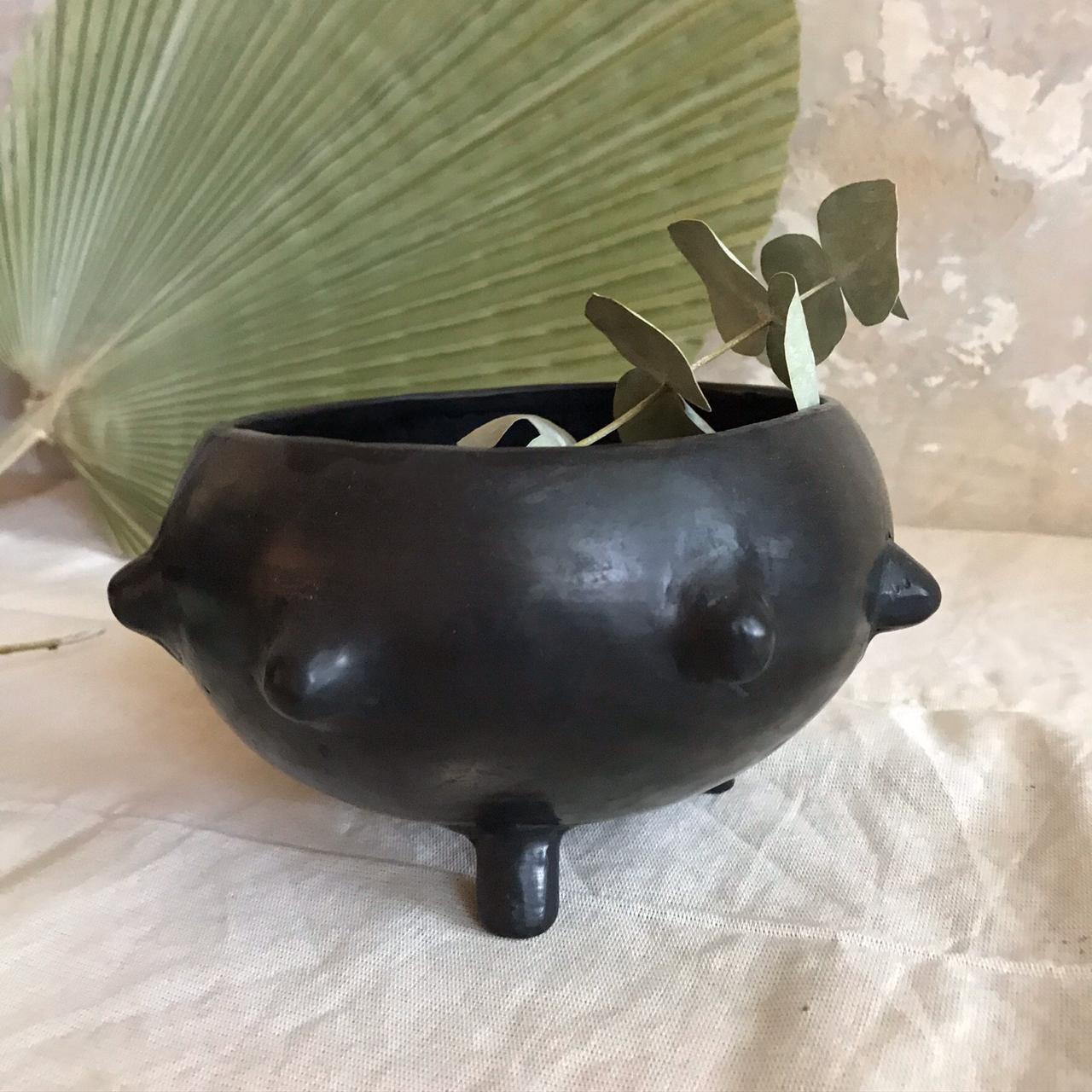 Handmade Mexican Black Clay Pot Vessel from Oaxaca 2