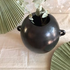 Handmade Mexican Black Clay Pot Vessel from Oaxaca