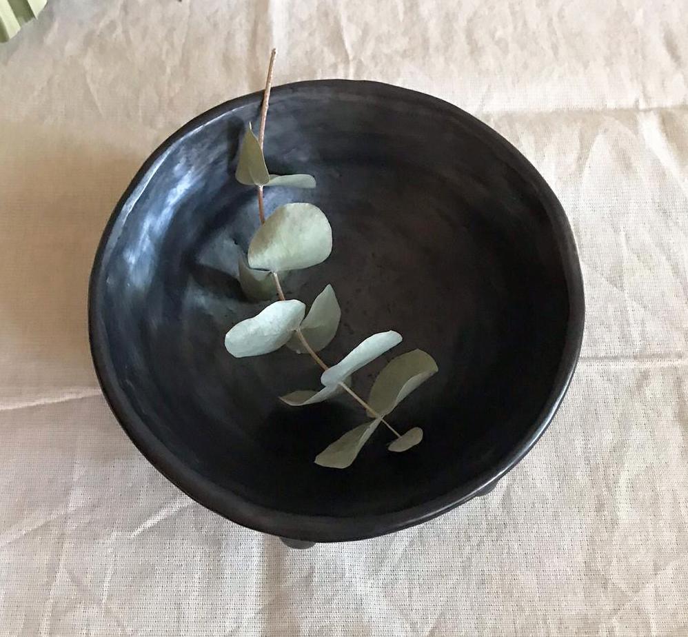 Primitive Handmade Mexican Black Clay Pot Vessel from Oaxaca