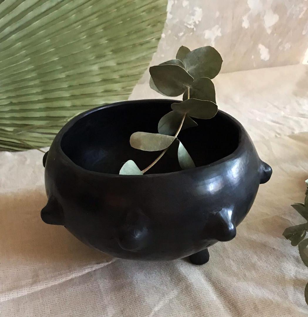 Contemporary Handmade Mexican Black Clay Pot Vessel from Oaxaca
