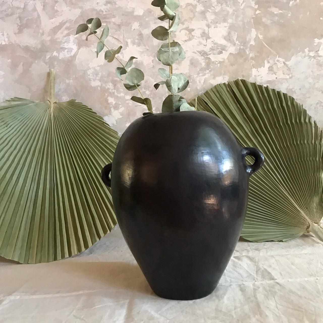 Hand-Crafted Handmade Mexican Black Clay Pot Vessel from Oaxaca
