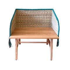 Handmade Mexican Chuspata Natural Fiber Solid Oak Wood Chair Contemporary