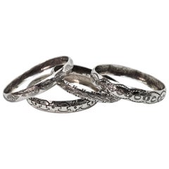 Vintage Handmade Mexican Sterling Silver Bangle Bracelets, Set of Four