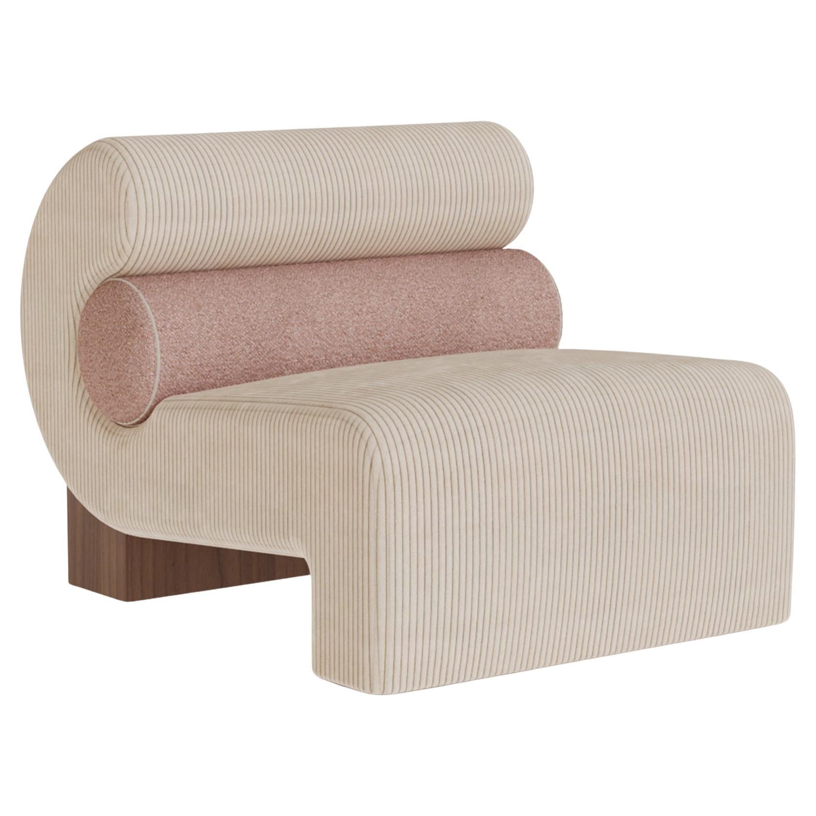 Handmade Mia Armchair in Bouclé & Velvet with Walnut Base by Nolita Harbour