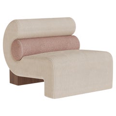 Handmade Mia Armchair in Bouclé & Velvet with Walnut Base by Nolita Harbour