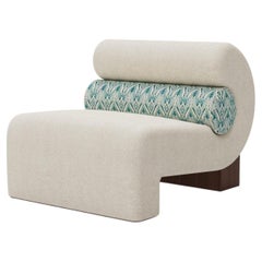 Handmade Mia Armchair in Bouclé & Velvet with Walnut Base by Nolita Harbour