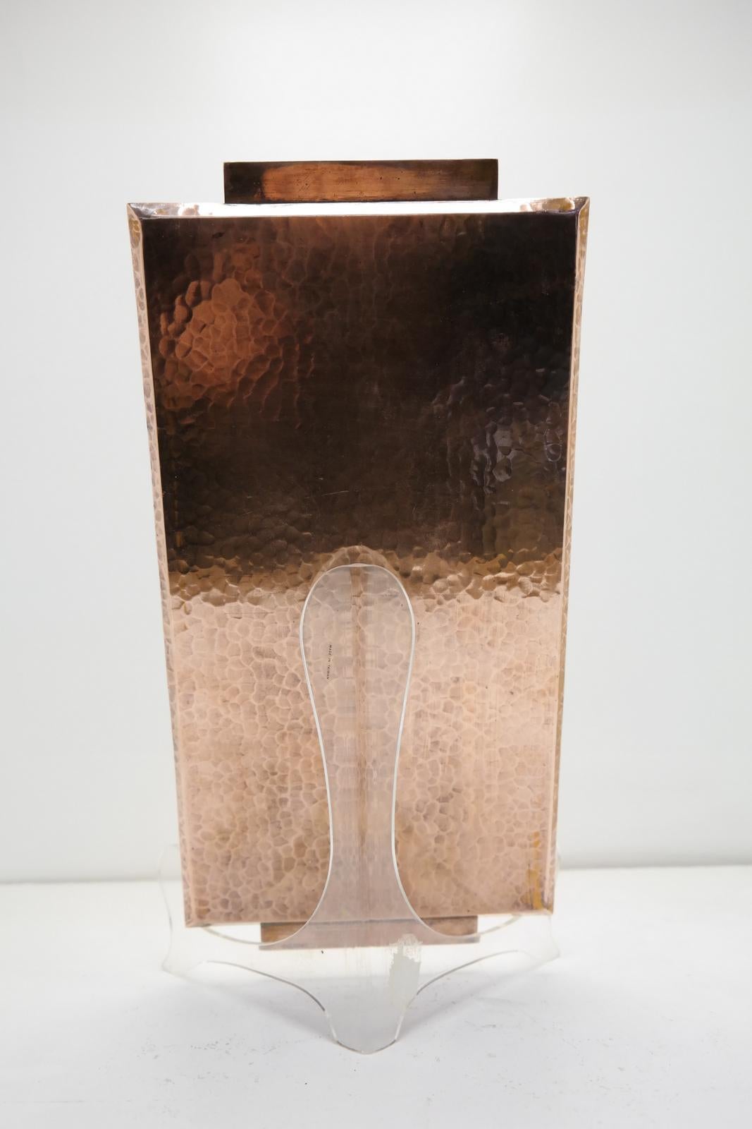 Handmade Mid-Century Modern Embossed Copper Tray, 1970's 1