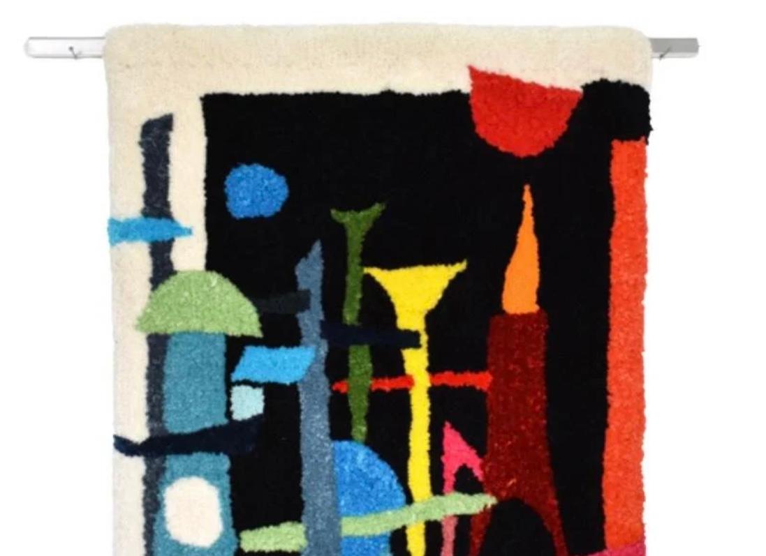 Suspension murale d'art textile de style Evelyn Ackerman, faite à la main, mi-siècle moderne en vente 2