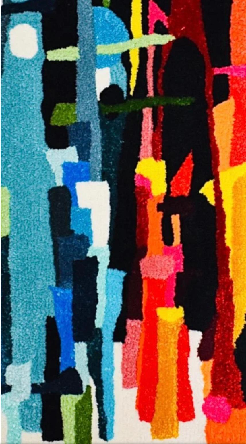 Suspension murale d'art textile de style Evelyn Ackerman, faite à la main, mi-siècle moderne en vente 5