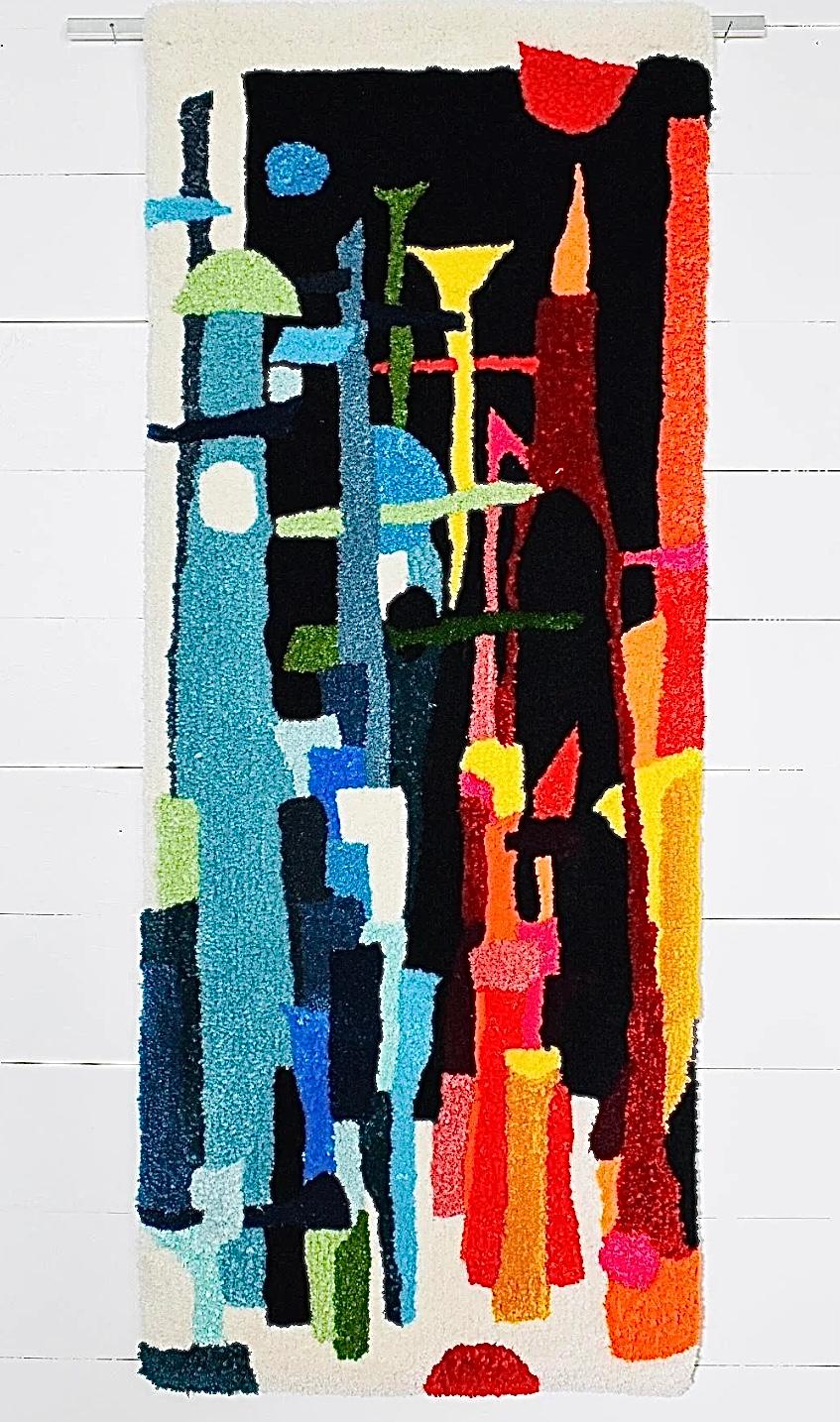 XXIe siècle et contemporain Suspension murale d'art textile de style Evelyn Ackerman, faite à la main, mi-siècle moderne en vente