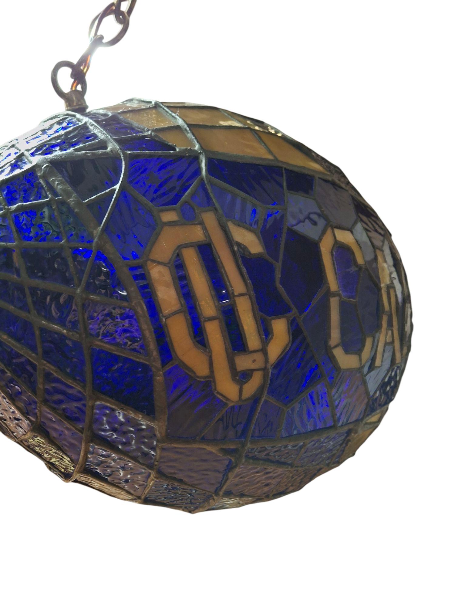 Handcrafted Mid-Century Stained Glass Pendant Light ~ UC California For Sale 3