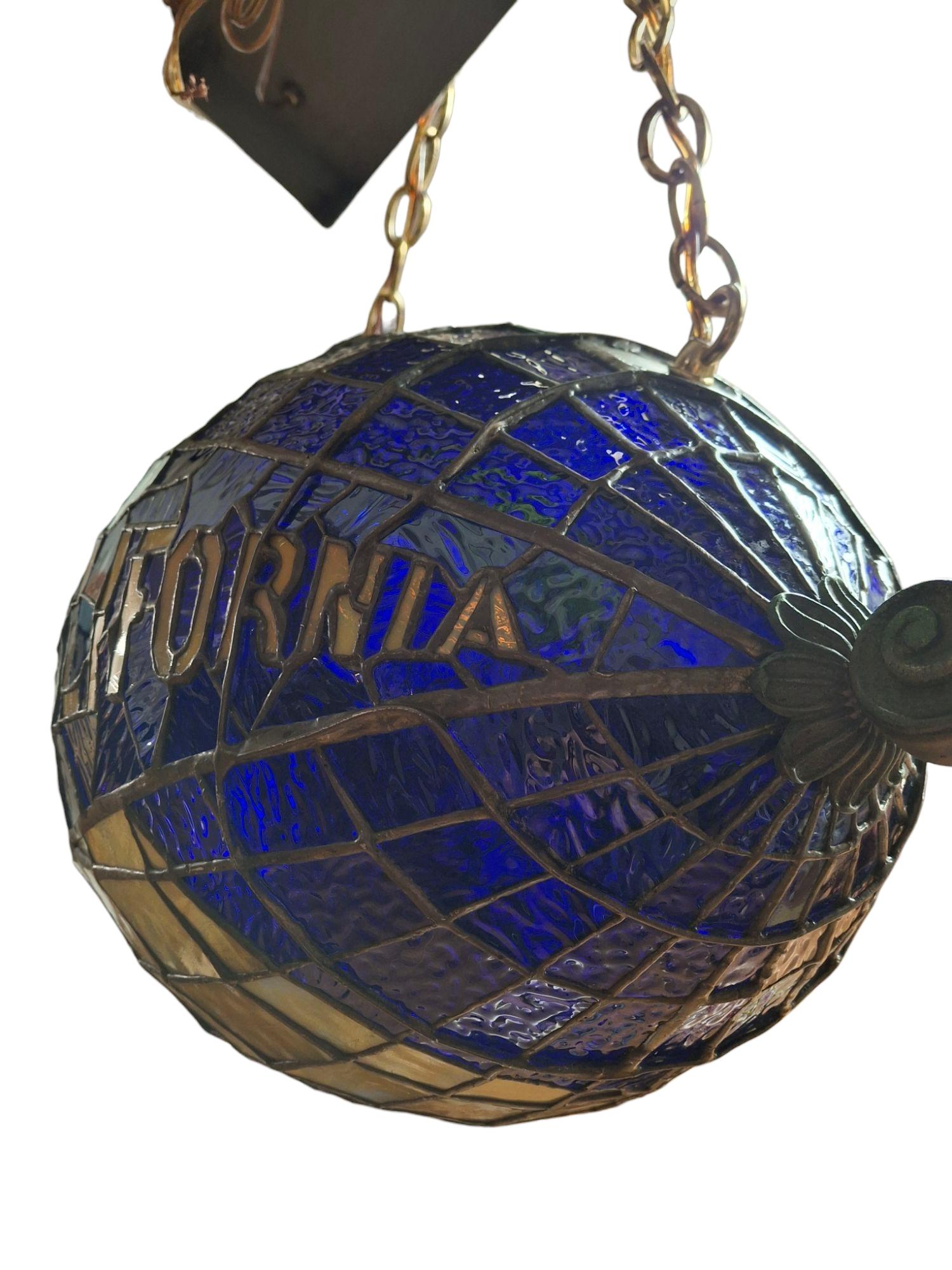Handcrafted Mid-Century Stained Glass Pendant Light ~ UC California For Sale 4
