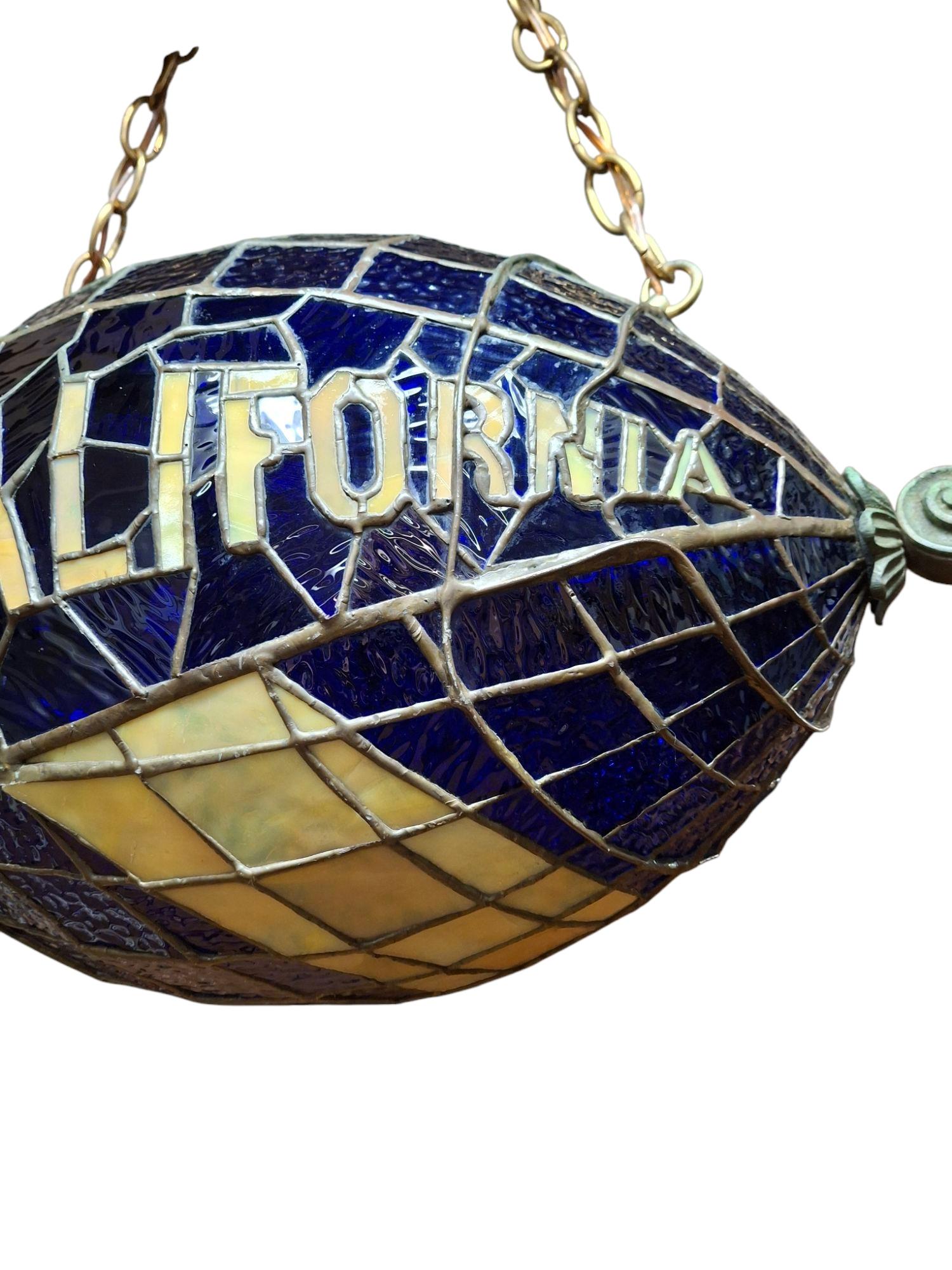 Handcrafted Mid-Century Stained Glass Pendant Light ~ UC California For Sale 1