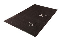 Handmade Midcentury Vintage Kilim Rug in Brown Striped Pattern by Rug & Kilim