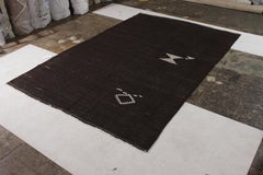 Handmade Midcentury Vintage Kilim Rug in Brown Striped Pattern by Rug & Kilim