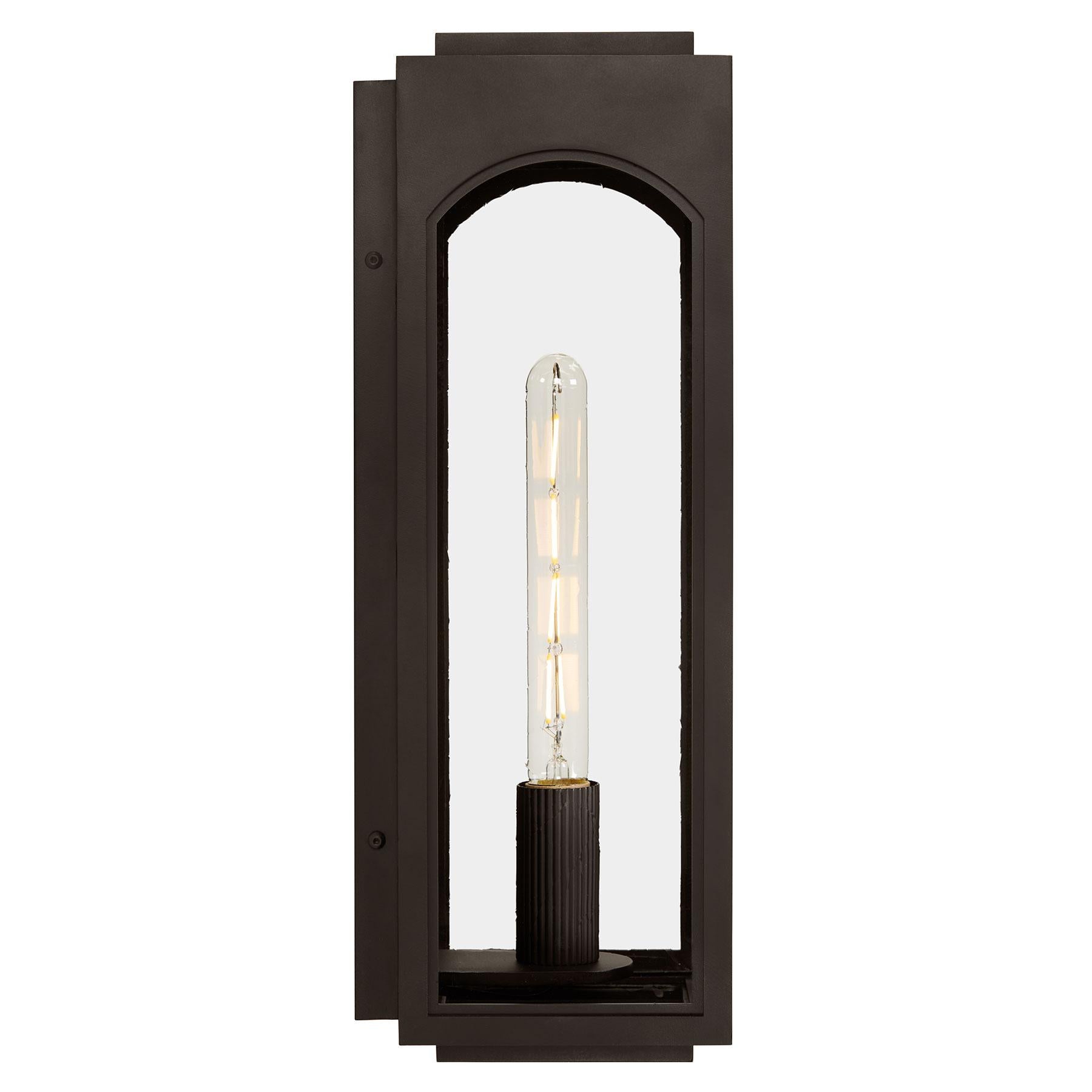 Applique d'extérieur en forme d'arche de style minimal, faite à la main, bronze, antique Neuf - En vente à Santa Paula, CA