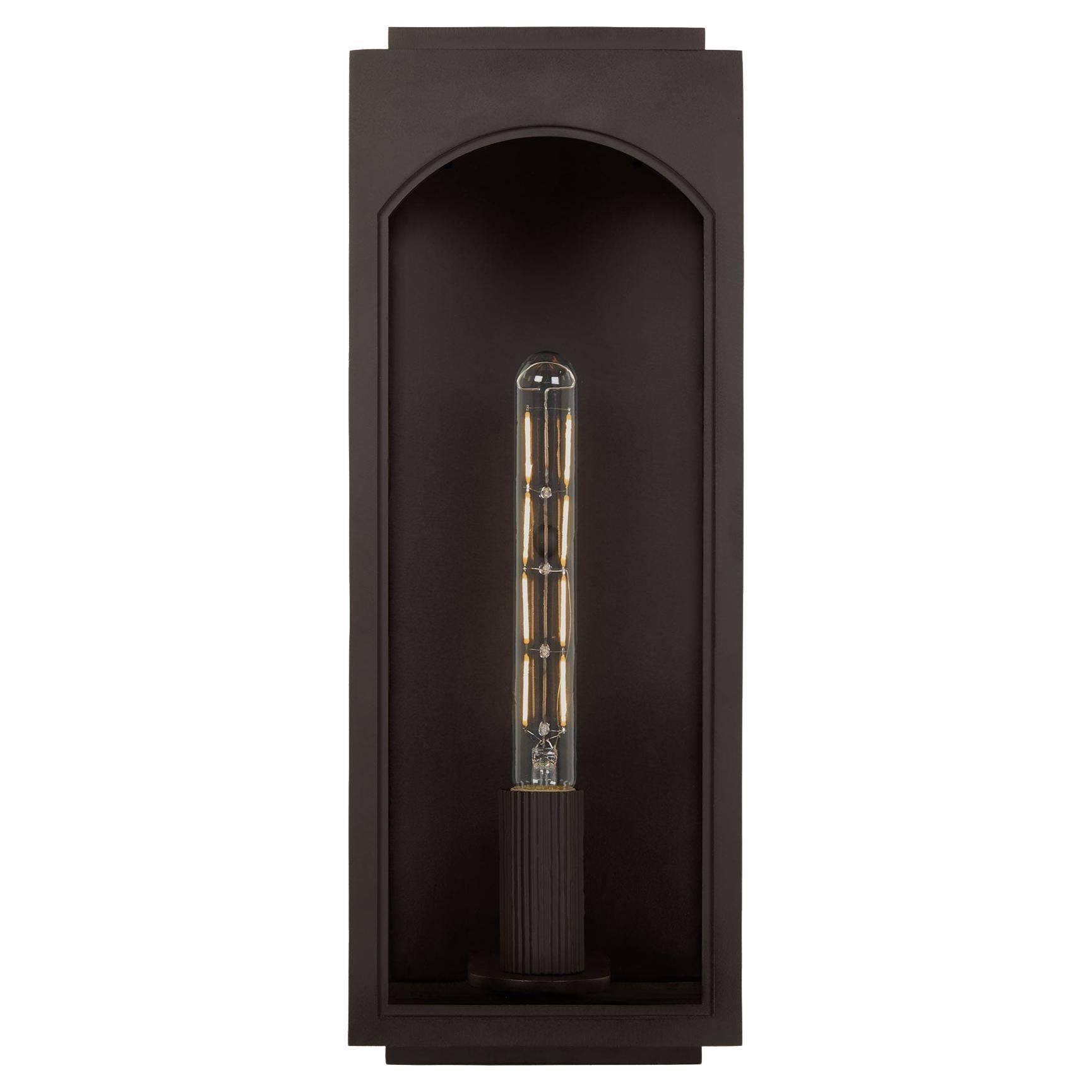 Handmade Minimal Style Arch Detail Exterior Outdoor Wall Light, Bronze, Antique