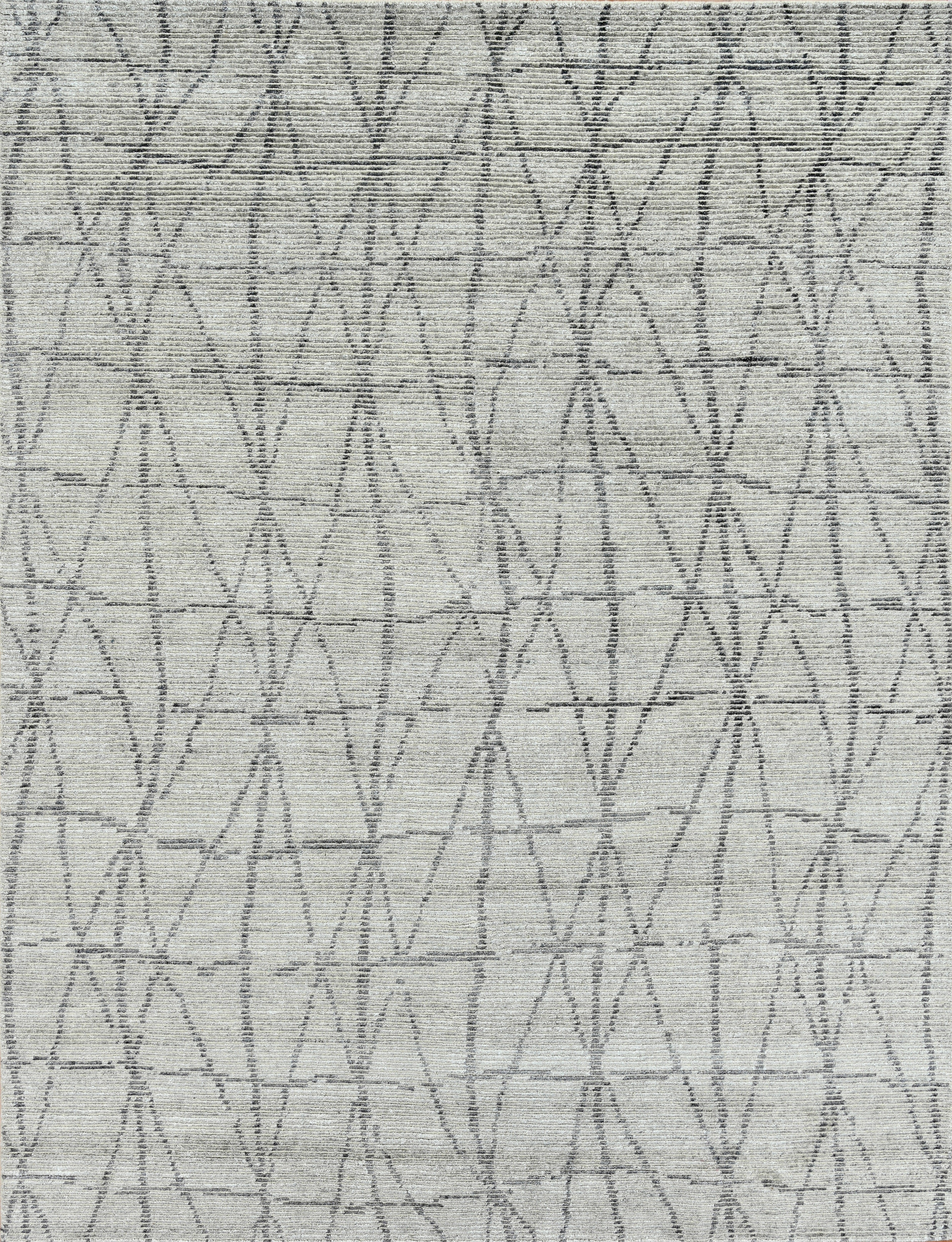 Handmade Minimalist Geometric Rug Beige & Soft Grey with Subtle Diamond Pattern